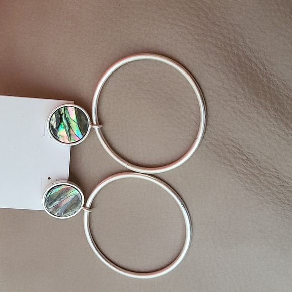 Two for $20 ,SILVER CIRCLE LABRADORITE STUD EARRINGS - Picture 3 of 5